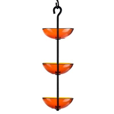 Mosaic Birds Triple Hanging Poppy Bird Feeder, 4.7 oz. Capacity, Orange