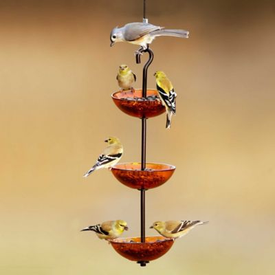 Image showing  Triple Hanging Poppy Bird Feeder, 4.7 oz. Capacity, Orange