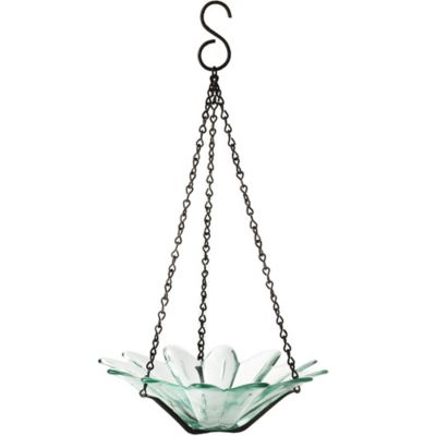 Mosaic Birds Hanging Daisy Glass Bird Feeder, 10.1 oz. Capacity, 8 in., Clear