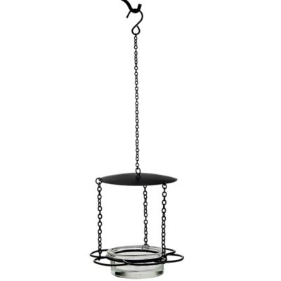 Image showing  Hanging Glass Bowl Floral Bird Feeder, 3.4 oz. Capacity, Clear