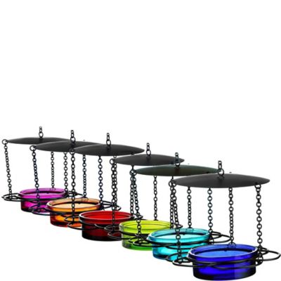 Image showing  Hanging Glass Bowl Floral Bird Feeder, 3.4 oz. Capacity, Lime
