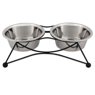 Petmate Elevated Stainless Steel Twin Wire Pet Diner with Bowl, 6.6 Cups, Medium, 2-Bowls