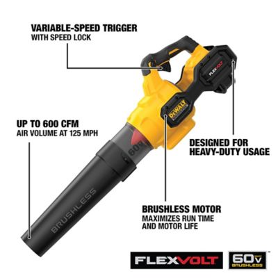 Image showing  FlexVolt 125 MPH/600 CFM 60V MAX Cordless Handheld Leaf Blower, Battery and Charger Included