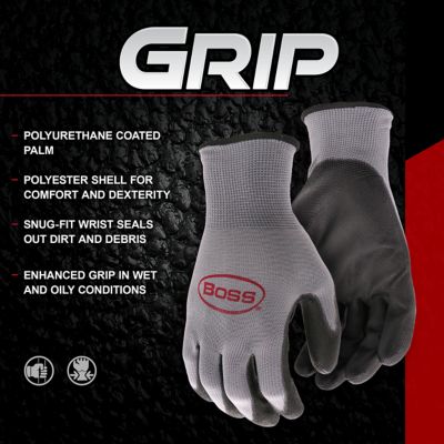 Image showing 5 th Boss Men's PU-Dipped Work Gloves, Large, 10-Pack