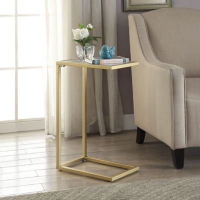 Image showing 5 th Carolina Chair & Table Callie Glass-Top Accessory Table, Gold