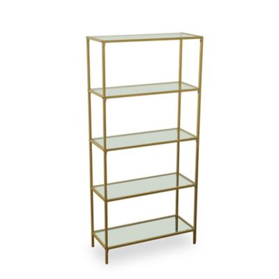 Carolina Chair & Table 5-Tier Marcello Glass Bookcase, Gold