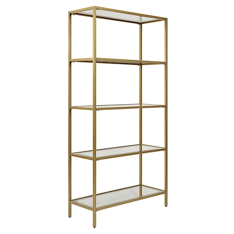 Carolina Chair & Table 5-Tier Marcello Glass Bookcase, Gold