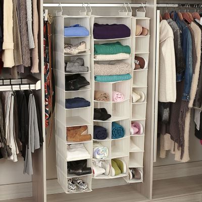 Image showing  10-Pocket Canvas Hanging Closet Organizer, 48 in. x 5 in. x 12 in., Natural