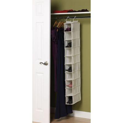 Image showing  10-Pocket Canvas Hanging Closet Organizer, 48 in. x 5 in. x 12 in., Natural