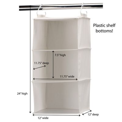 Image showing  3-Shelf Canvas Sweater Organizer, 24 in. x 12 in. x 12 in.