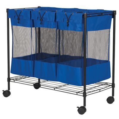 Household Essentials Blue Triple Storage Bin, 32.5 in. x 35.375 in. x 17.75 in.