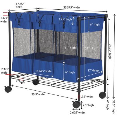 Image showing  Blue Triple Storage Bin, 32.5 in. x 35.375 in. x 17.75 in.