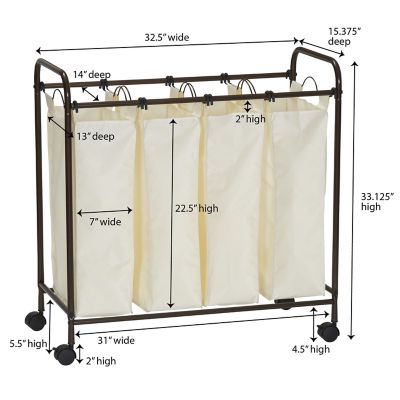 Image showing  Rolling Quad Laundry Sorter