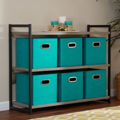 Image showing  Green Open Fabric Cube Storage Bins, 11 in. x 11 in. x 11 in., 6 pc.