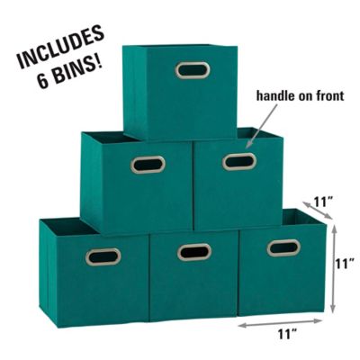 Image showing  Green Open Fabric Cube Storage Bins, 11 in. x 11 in. x 11 in., 6 pc.