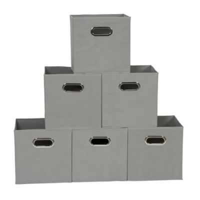 Image showing 5 th Household Essentials Gray Open Fabric Cube Storage Bins, 11 in. x 11 in. x 11 in., 6 pc.