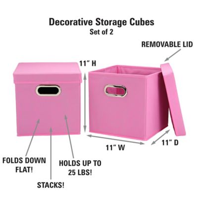Image showing  Pink Storage Cubes, 11 in. x 11.4 in. x 11.4 in., 2 pc.