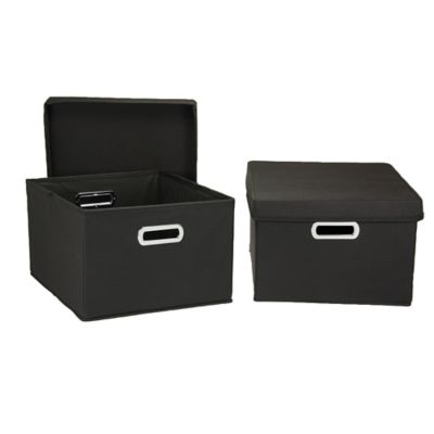 Household Essentials Collapsible Storage Box Set, Black