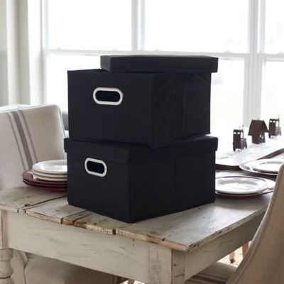 Image showing  Black Collapsible Storage Box Set, 8 in. x 13 in. x 15 in., 2 pc.