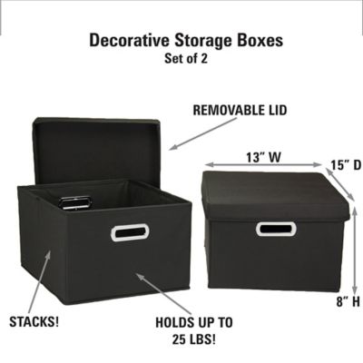 Image showing  Black Collapsible Storage Box Set, 8 in. x 13 in. x 15 in., 2 pc.