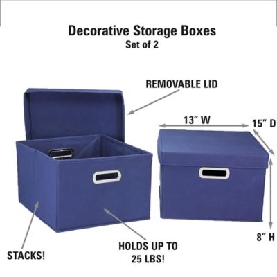 Image showing  Navy Collapsible Storage Box Set, 8 in. x 13 in. x 15 in., 2 pc.