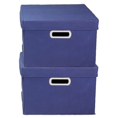 Image showing  Navy Collapsible Storage Box Set, 8 in. x 13 in. x 15 in., 2 pc.