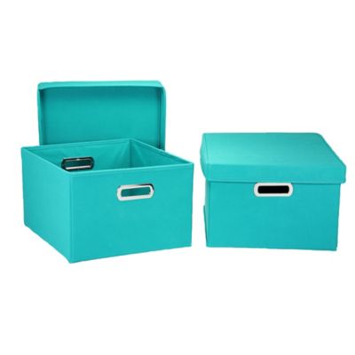 Household Essentials Collapsible Storage Box Set, Aqua