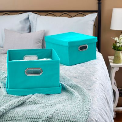 Image showing  Aqua Collapsible Storage Box Set, 8 in. x 13 in. x 15 in., 2 pc.