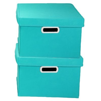 Image showing 5 th Household Essentials Aqua Collapsible Storage Box Set, 8 in. x 13 in. x 15 in., 2 pc.
