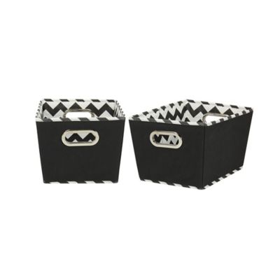 Household Essentials 2-Tone Small Black Tapered Storage Bin Set, 8 in. x 10 in. x 13 in., 2 pc.