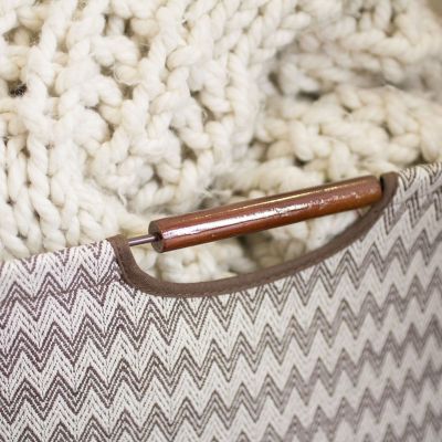 Image showing  Medium Tapered Storage Bin with Wood Handles, 11 in. x 16 in. x 13 in.