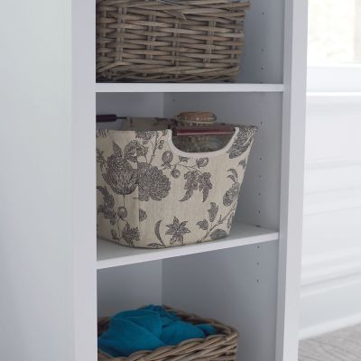 Image showing  Small Tapered Storage Bin with Wood Handles, 7.5 in. x 13 in. x 10 in.