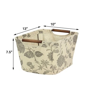 Image showing  Small Tapered Storage Bin with Wood Handles, 7.5 in. x 13 in. x 10 in.