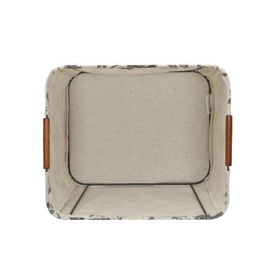 Image showing  Medium Black/Cream Tapered Storage Bin with Wood Handles, 11 in. x 16 in. x 13 in.