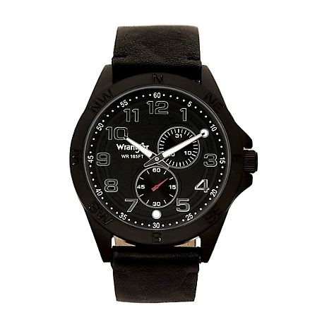 Wrangler Men's 48 mm Case Sport Watch with Polyurethane Strap, Black