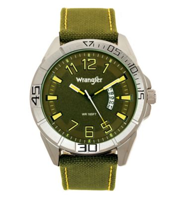 Wrangler Men's 50 mm Case Sport Watch with Nylon Strap, Silver/Green at  Tractor Supply Co.