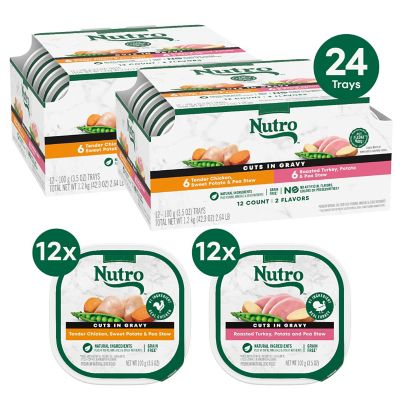 Image showing 6 th Nutro Adult Grain-Free Chicken and Turkey in Gravy Wet Dog Food Variety pk., 3.5 oz. Can, 12 pk.