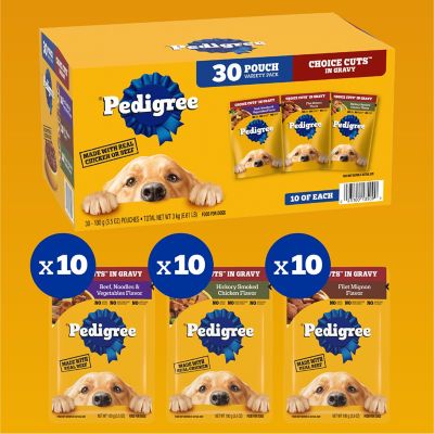 Image showing 5 th Pedigree Adult Choice Cuts Chicken, Beef, Pasta and Vegetables in Gravy Recipe Wet Dog Food pk., 3.5 oz., 30 pk.