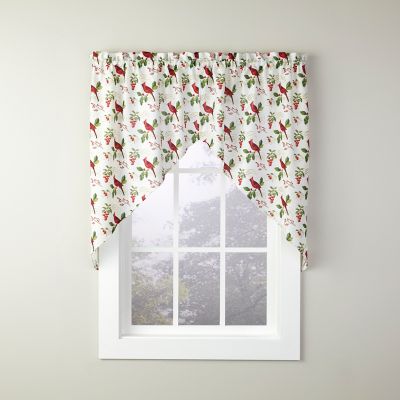 SKL Home Cardinals and Berries Holiday Swag Valance Curtains, 57 in. x 24 in.