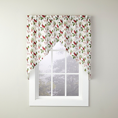 SKL Home Cardinals and Berries Holiday Swag Valance Curtains, 57 in. x 24 in.