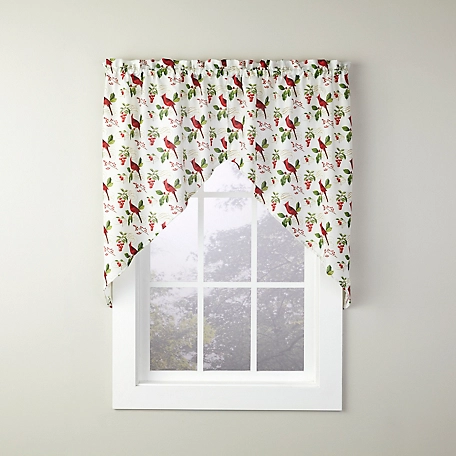 SKL Home Cardinals and Berries Holiday Swag Valance Curtains, 57 in. x 24 in.