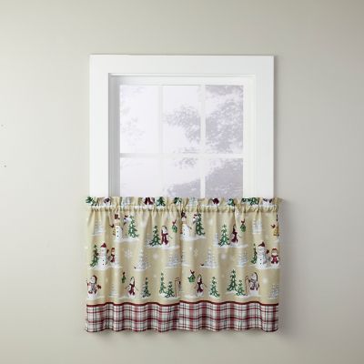 SKL Home Joyful Snow Friends Tier Holiday Curtains, 57 in. x 36 in., 1 Pair