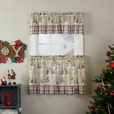 Image showing 1 th SKL Home Joyful Snow Friends Tier Holiday Curtains, 57 in. x 36 in., 1 Pair