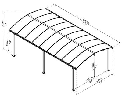 Image showing  12 ft. x 21 ft. Arcadia Carport/Patio Cover Kit, Gray