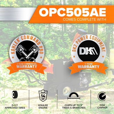 Image showing 19 th DK2 Power 5.25 in. Diameter 429cc Gas 14 HP Wood Chipper, Electric Start, Auto Feed, KOHLER Command Pro engine