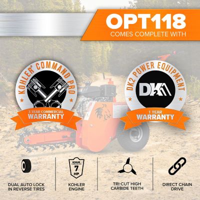 Image showing 8 th DK2 Power 1 in. 7 HP Trencher with KOHLER Command Pro 208cc Commercial Gas Engine, Quad-Clean 4-Stage Cyclonic Air Filtration