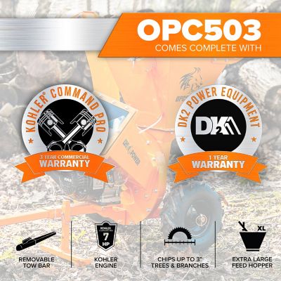 Image showing  3 in. Diameter 208cc Gas 7 HP Wood Chipper Shredder, KOHLER Command Pro Engine, Quad-Clean 4 stage Air Filtration