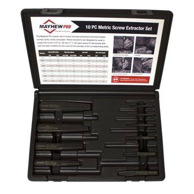 Mayhew Metric Bolt Extractor Set in Case, 10 pc.