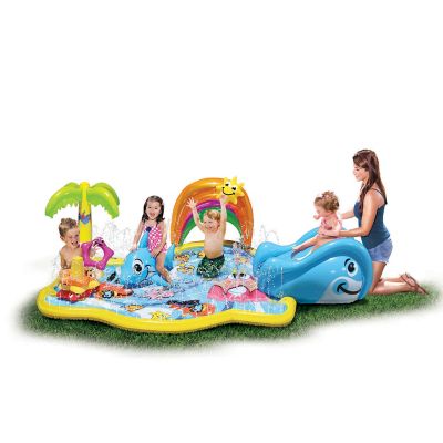 Banzai Toddler/Kids' Splish Splash Inflatable Water Slide Park, 90 in. x 68 in. x 22 in., 8 pc.