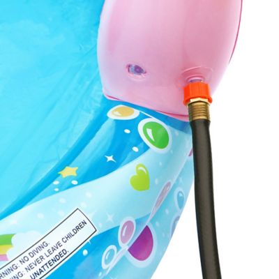 Image showing 7 th Banzai 78 in. x 60 in. x 32.5 in. Spray 'N Splash Unicorn Round Kiddie Inflatable Water Slide and Pool, 4 pc.